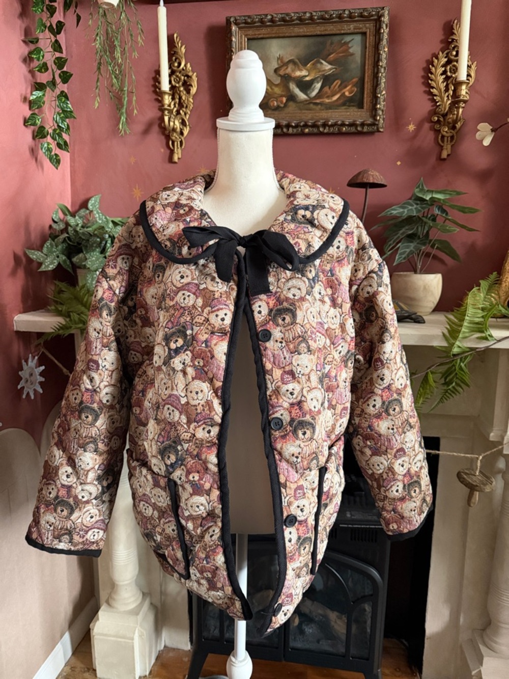 Quilted Dolls Kill x Delia’s Teddy Print Jacket with Black Trim